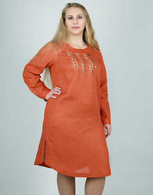 Casual linen dress with embroidery ''Nadin''