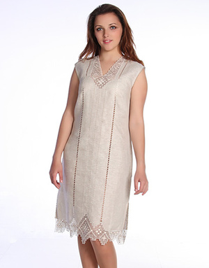 Casual linen dress with embroidery ''Liona''