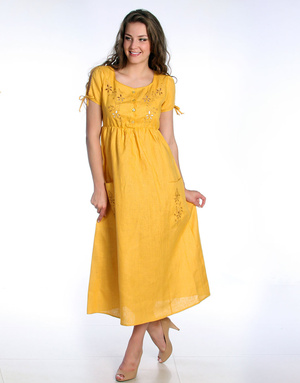Casual linen dress with embroidery ''Sunny''