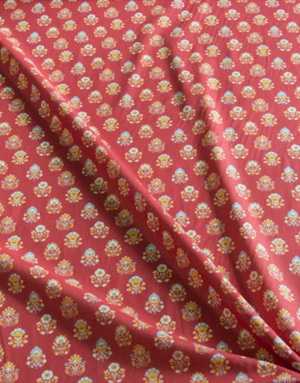 {[en]:Cotton fabric ''Magic flowers on red''}