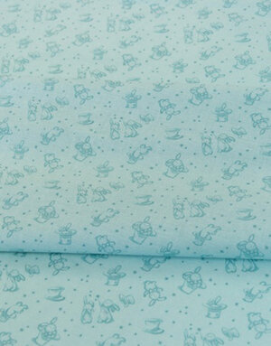 {[en]:Cotton fabric ''Baby rabbits in hats''}