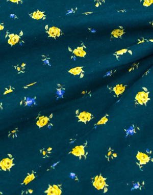 {[en]:Flannel cotton fabric ''Small yellow flowers''}
