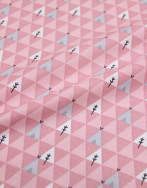 {[en]:Poplin cotton ''Geometric wigwams dark'' red}