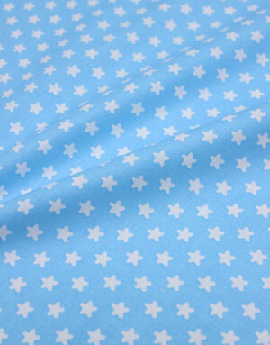 Poplin cotton ''Small white stars on turquoise''