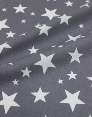 {[en]:Cotton fabric ''White stars on pale grey''}