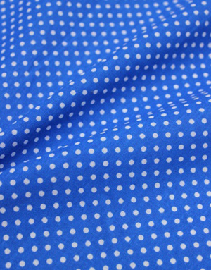 {[en]:Cotton fabric ''Little polka dots on blue''}