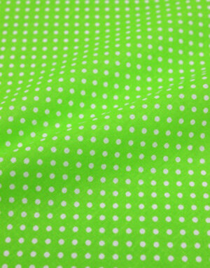 {[en]:Cotton fabric ''Little polka dots on bright green''}