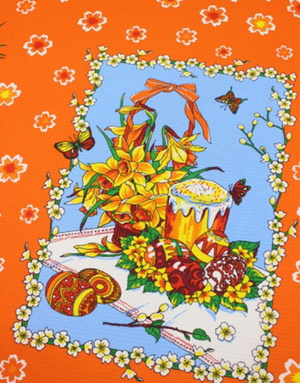 {[en]:Waffle cotton fabric ''Saint Sunday'' orange}