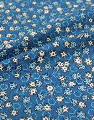 {[en]:Dress cotton with micro fleece ''Small flowers on turquoise''}