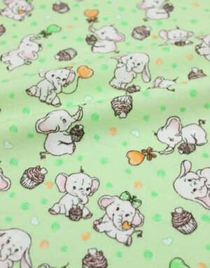 {[en]:Flannel cotton ''Sweet couple'' green}