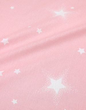 {[en]:Cotton fabric ''Lambent stars on coral-pink''}