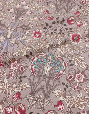 {[en]:Cocoa cotton fabric ''Floral vignette''}