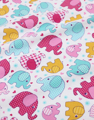 {[en]:Flannel cotton fabric ''Colorful elephants''}