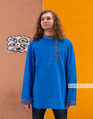 Traditional Russian shirt in blue