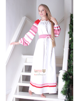long Russian dress embroidery