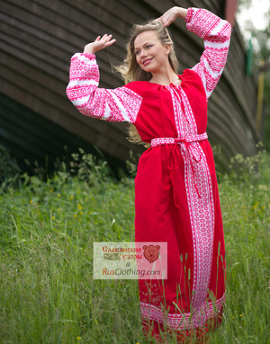 red Russian dress