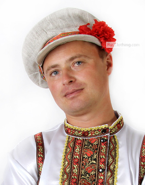 linen kartuz with red embroidery