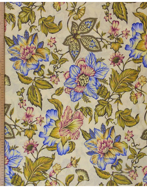Russian pattern cotton fabric ''Flowers on yellow''