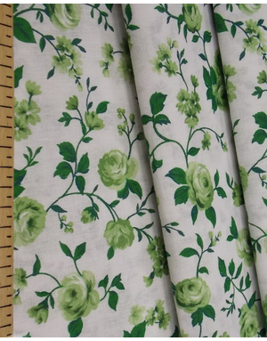 {[en]:Russian pattern cotton fabric Green roses}