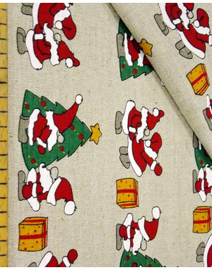 Russian linen fabric by the yard ''Santa Claus''