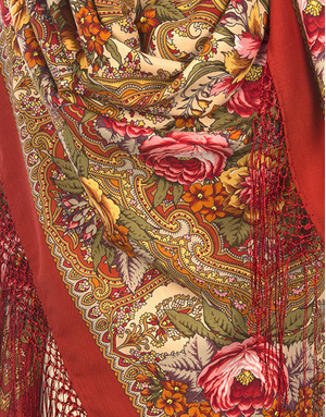 dence wool shawl "Lucky Girl" #3 red