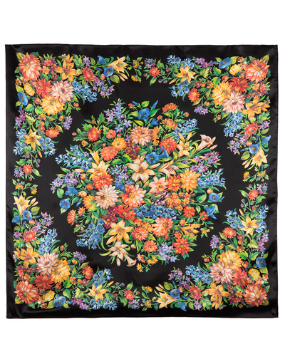Châle et foulard russe en soie ''Planet of Flowers''