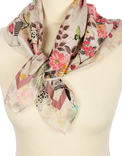 Cotton head scarf ''Dogs and butterflies''