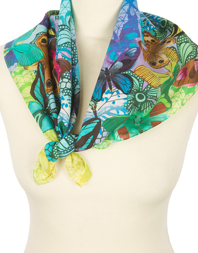 Cotton head scarf ''Bright Butterflies''