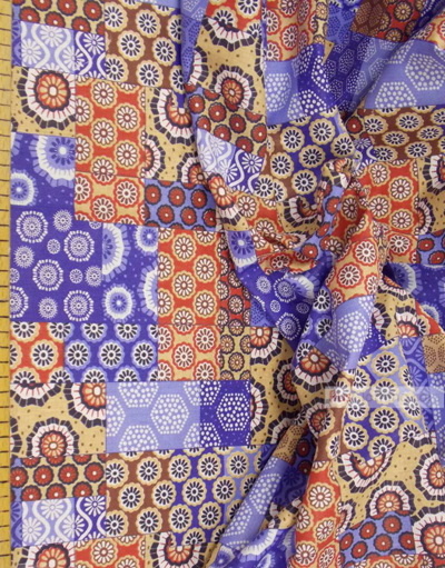 Folklore Fabric by the yard ''Beige-Blue Flap''}