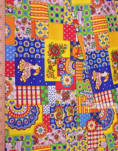 Fabric Folk Decorations by the yard ''Dymkovo Toy On A Flap''}