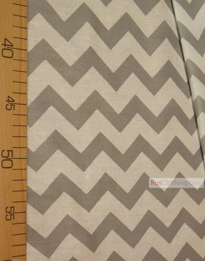 Tissu coton imprime au metre ''Gray-White Zigzag''}