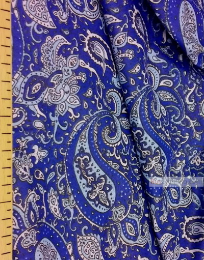 Paisley coton fabric by the yard ''Turquoise Paisley On A Blue Field''}