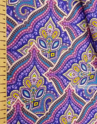 Fabric Folk Decorations by the yard ''Eastern Mosaic On Purple''}