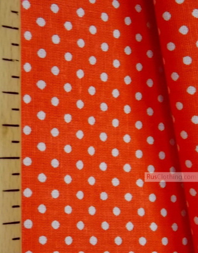 Red cotton fabric by the yard ''Small White Polka Dots On Red''}