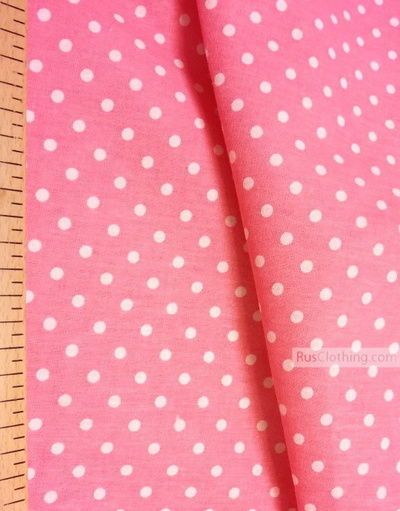 Tissu coton imprime au metre ''Small White Polka Dots On Coral''}