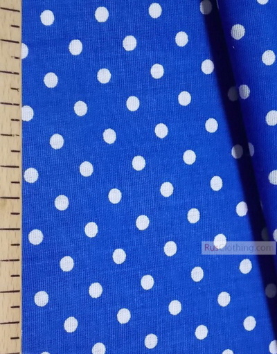 Tissu coton imprime au metre ''Small White Polka Dots On Blue''}