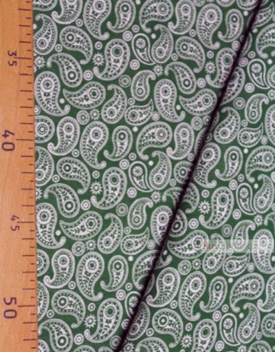 Paisley coton fabric by the yard ''Paisley, Small, White On Green''}