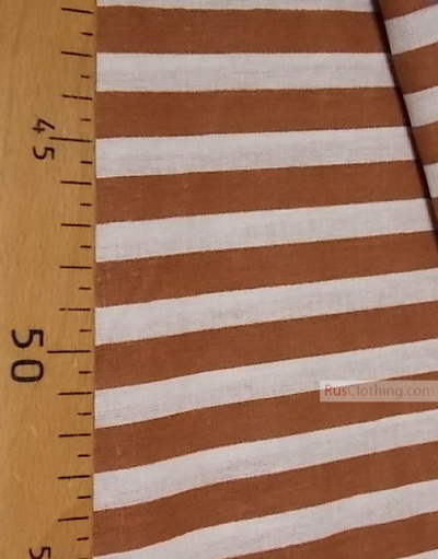 Cotton print fabric by the yard ''White-Brown Strip''}