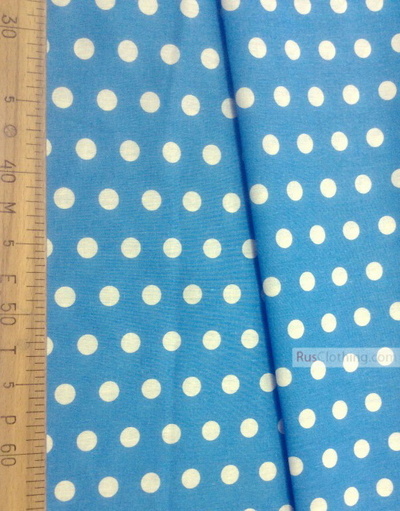 Tissu coton imprime au metre ''Medium Peas, White On Blue''}