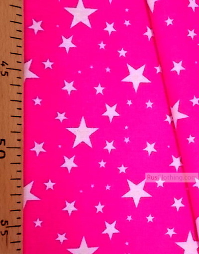 Tissu pour bébé au metre ''White Stars On Bright Pink''}