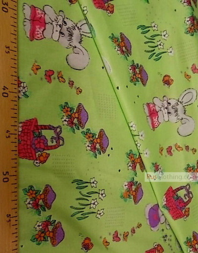 Baby Quilt Fabric by the Yard ''Bunnies With Onions On Salad''}