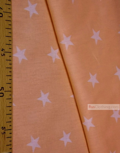 Kids Fabric by the Yard ''White Star On Peach''}