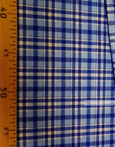 White cotton fabric by the yard ''Blue-Blue Plaid On White''}