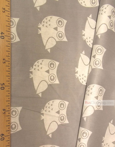 Textile enfant au metre ''White Owls On Gray''}