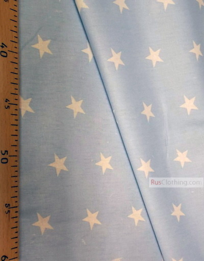 Nursery Print Fabric by the Yard ''White Star On Light Blue''}