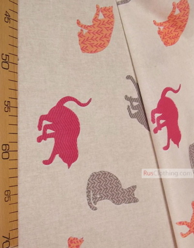 Nursery Fabric by the Yard ''Colored Cats On A Beige''}