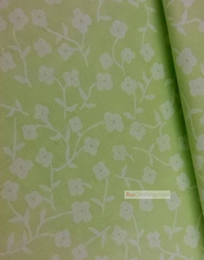 Floral cotton fabric by the yard ''Small White Flowers On Light Green''}