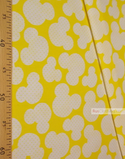 Baby fabric by the Yard ''White Mickey On Yellow''}