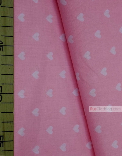 Nursery Print Fabric by the Yard ''White Hearts On Pale Pink''}