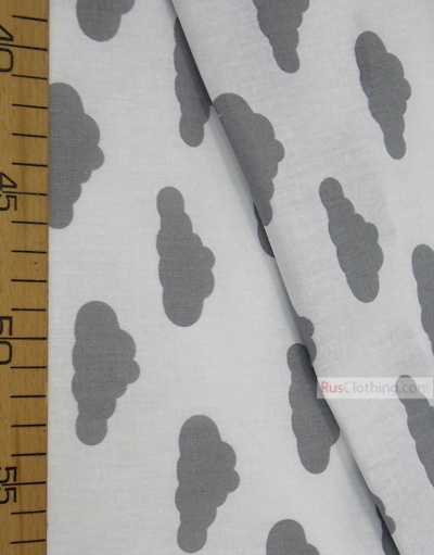 Baby Materials by the Yard ''Gray Clouds On White''}
